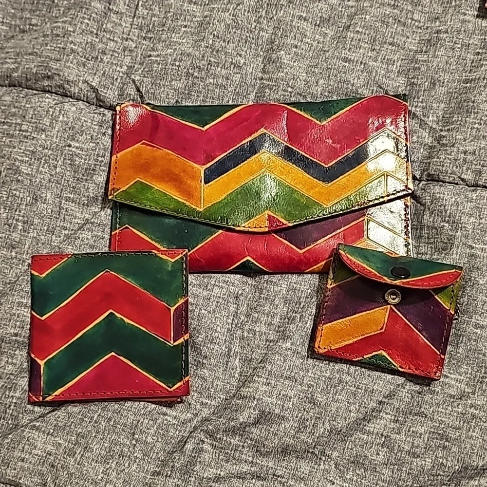 1992 Set Vintage MTG  Leather Wallet  Clutch w Pockets with 2 accessories